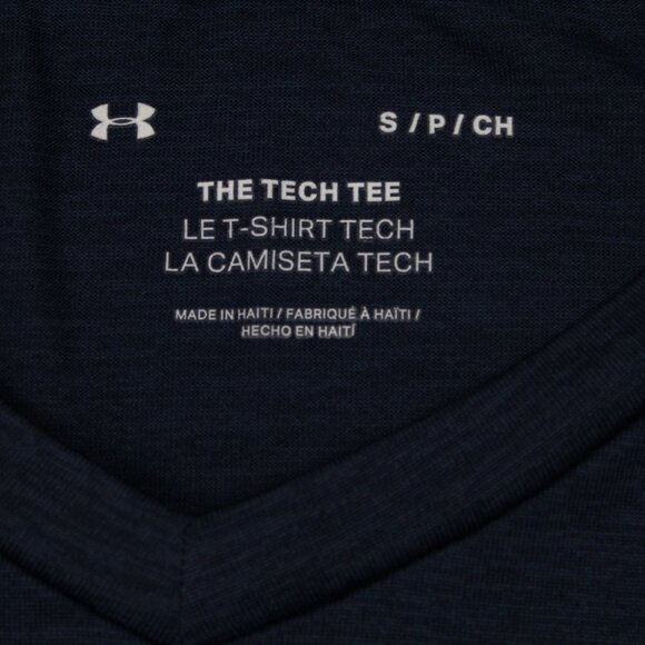 Under Armour The Tech Tee Shirt Mens Small Blue UA V-Neck Polyester S/S Pullover - Picture 7 of 12